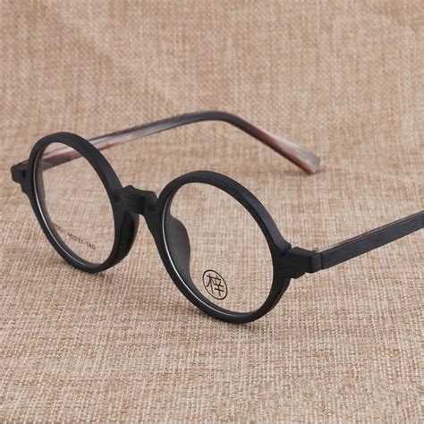 vintage 46mm round hand made wood eyeglass frames full rim myopia rx able brand new glasses