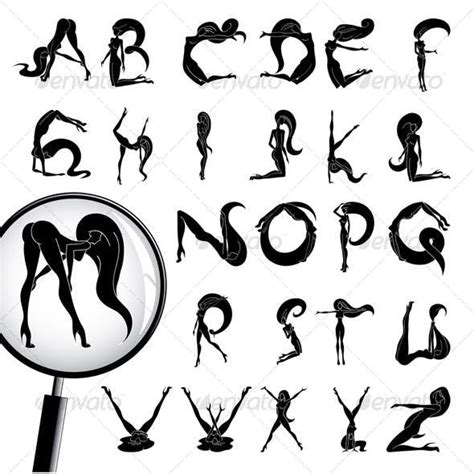 Girls Alphabet Silhouette Graffiti Lettering Fonts Tattoo Fonts My