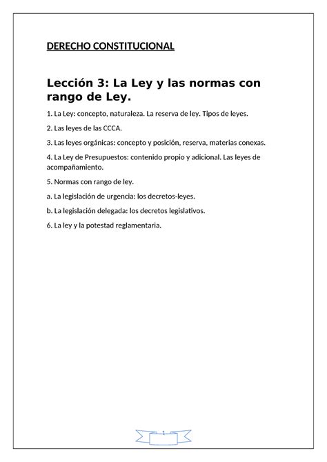 Derecho Constitucional La Ley Derecho Constitucional Lección 3 La Ley Y Las Normas Con Rango