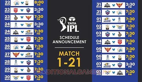 Ipl Schedule Ipl Time Table Pdf Match Timings Playoff Match