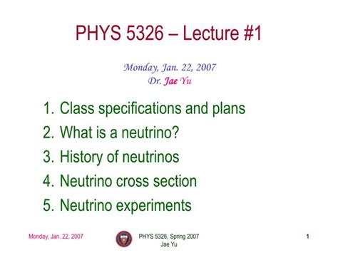 Ppt Phys 5326 Lecture 1 Powerpoint Presentation Free Download