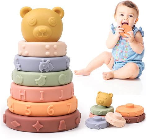 Onlyfun Baby Toys 0 6 Months Montessori Bear Stacking Toys Early
