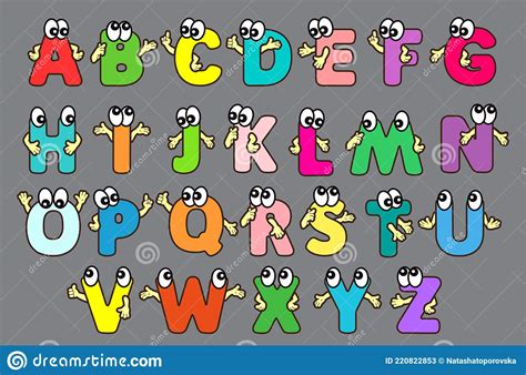 Funny Character Alphabet Lettering Text Bright Capital Letter English