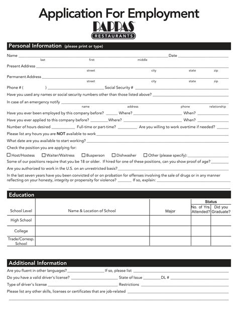 Free 4 Sample Restaurant Employment Forms In Pdf