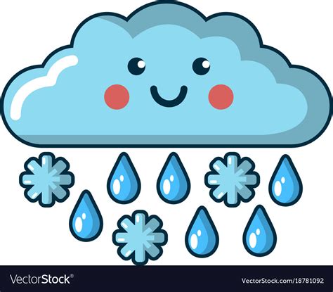Snow And Rain Icon Cartoon Style Royalty Free Vector Image