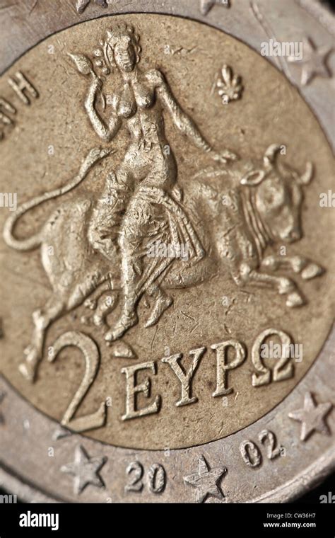 Greek Euro Coin Showing Scene From Greek Mythology Europa Carried Away