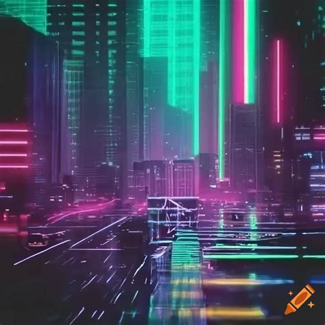 Synthwave City Made Of Salt Crystal Style The Matrix Movie Text