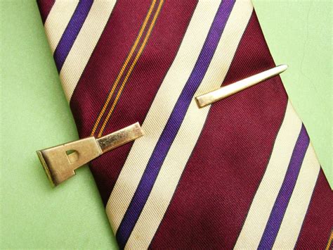 Vintage Swank Tie Clasp Art Deco Initial P Etsy Tie Accessories