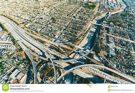 Aerial View Of A Massive Highway Intersection In La Stock Photo Image