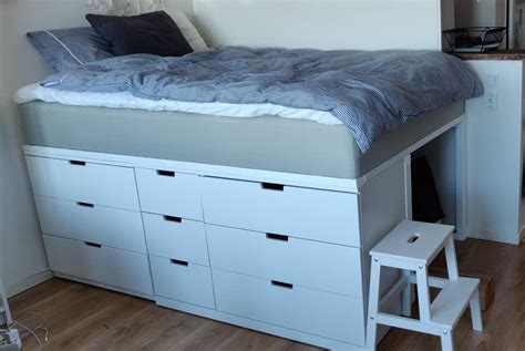 Elevated Bed With Nordli Drawers Underneath Ikeahacks Diy Loft Bed