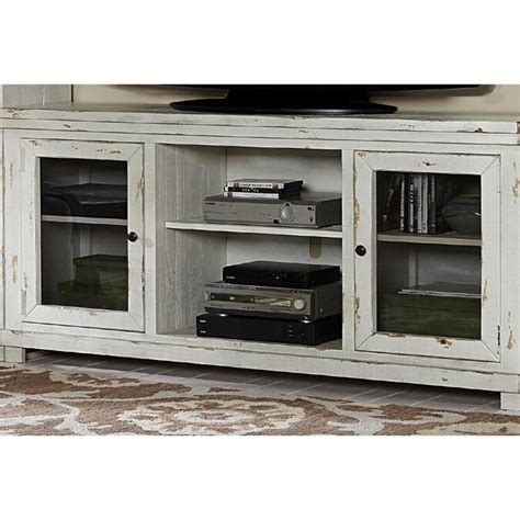 Progressive Furniture Willow Distressed White Tv Stand In The Tv Stands