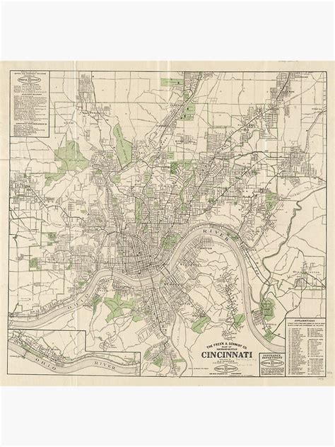 Vintage Map Of Cincinnati Ohio 1915 Poster For Sale By Bravuramedia