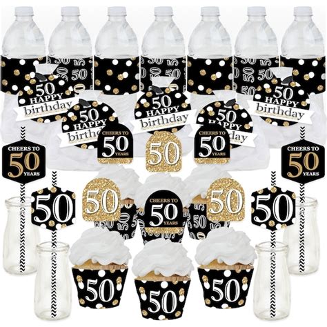 Adult 50th Birthday Gold Birthday Party Favors And Cupcake Kit
