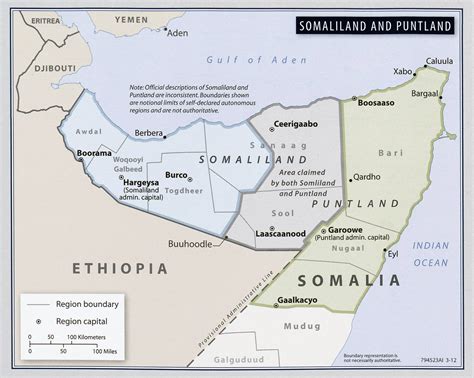Large Detailed Map Of Somalia Somaliland And Puntland 2012 Somalia