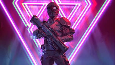 Artstation Neon Soldier Gary Inloes Neon Wallpaper Cyberpunk