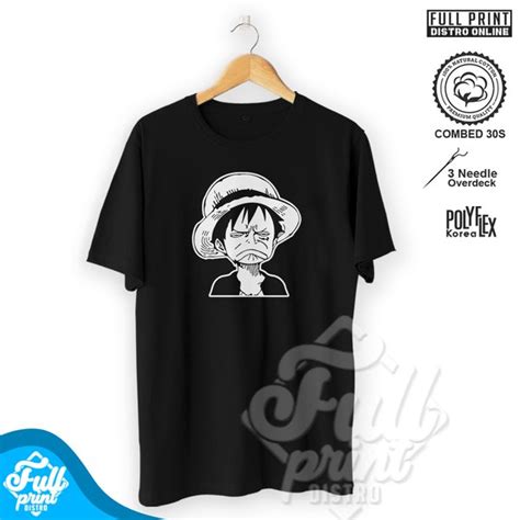 Jual Baju Kaos Distro One Piece Luffy Straw Hat Cotton Combed 30s T