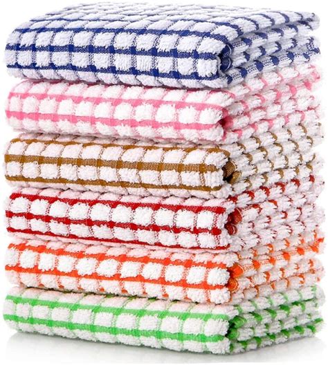 lazi kitchen dish towels 16 inch x 25 inch bulk cotton kitchen towels and dishcloths set 6