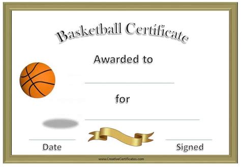 Free Editable And Printable Basketball Certificate Templates