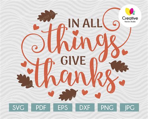 In All Things Give Thanks Svg Thanksgiving Svg Creative Vector Studio