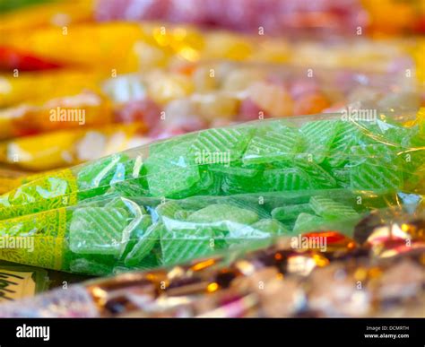 Market Stand Of Colorful Candies In The Package Stock Photo Alamy
