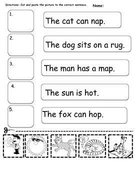 **free** cvc words sentences with pictures for short vowel a e i o u. Pin on 5th ELA