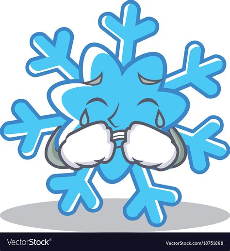 Crying Snowflake Character Cartoon Style Vector Image
