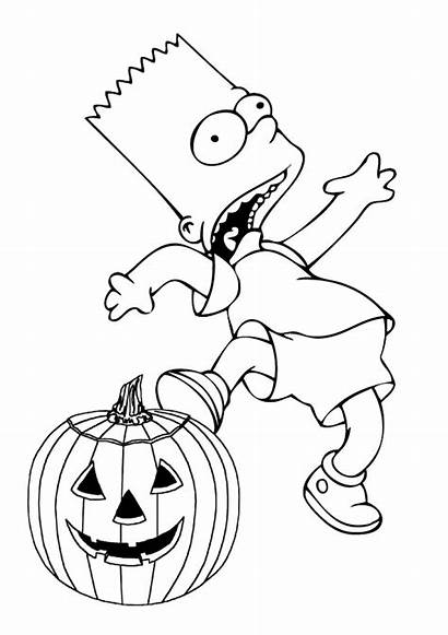 Coloring Bart Simpson Halloween Simpsons Pumpkin Screaming