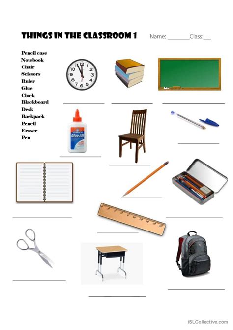Things In The Classroom Worksheet