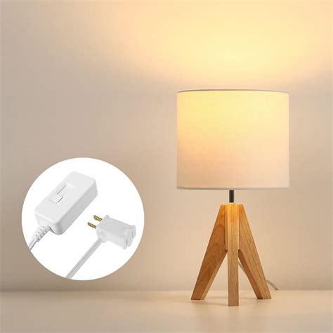Dewenwils Bedside Lamp Table Lamp Dimmer Switch Wood Tripod Nightstand