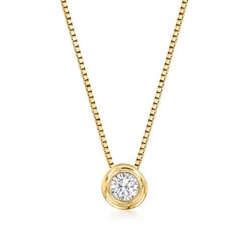12 Carat Double Bezel Set Diamond Solitaire Necklace In 14kt Yellow