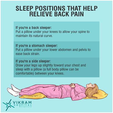 Engage your glutes and core to lift your hips toward the ceiling, resting your arms palm down on either side of your torso. Sleeping Positions That Help Relieve Back Pain - Vikram ...
