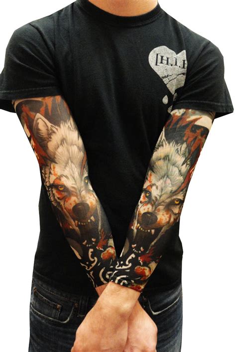 Tattoo Sleeves Vicious Wolf Fake Tattoo Sleeves Pair Bewild