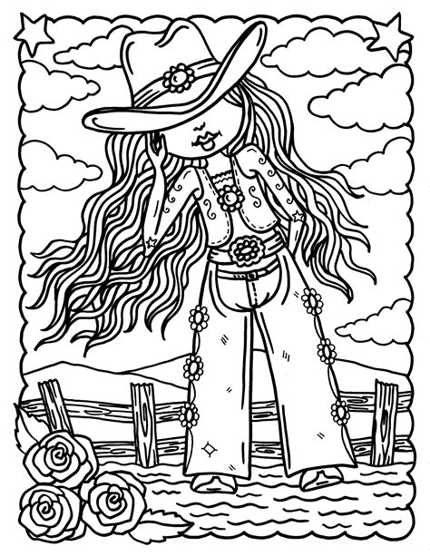 Digital Coloring Book Downloadable Cowgirls And Indians Etsy Denmark