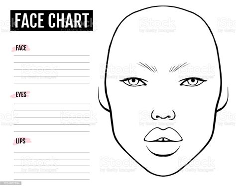 Face Chart Blank Makeup Artist Vector Template Stock