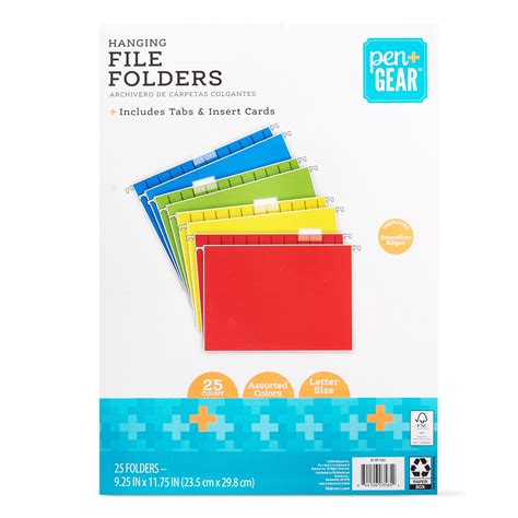 Pengear Assorted Colors Letter Sized Hanging File Folders 25 Count
