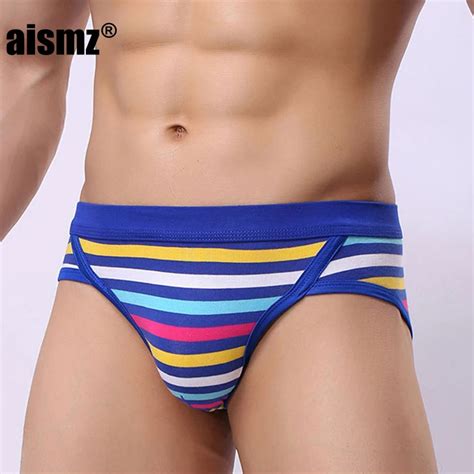 Aismz Fashion Men Briefs Underwear Men S Sexy Striped Breathable Brief Underpants Mens Brief