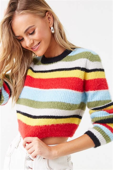 Brushed Striped Cropped Sweater Cropped Sweater Sweaters Sweaters