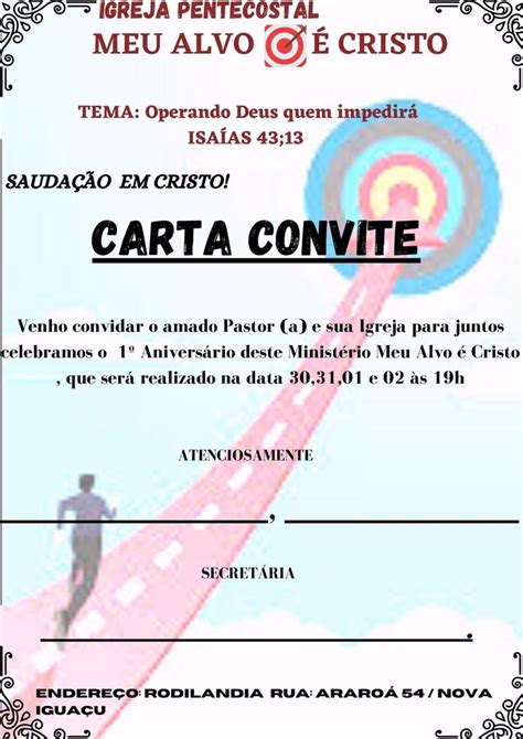 Carta Convite Mesteiral Ou Congressos Convite Carta Igreja Pentecostal