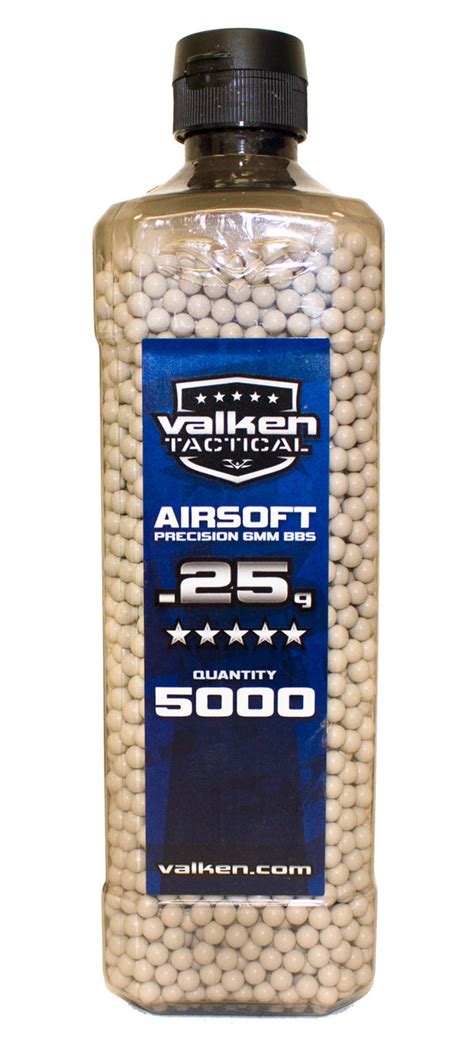 Valken 025g 6mm Airsoft Bbs 5000ct Bottle White Thunderhead Outfitters