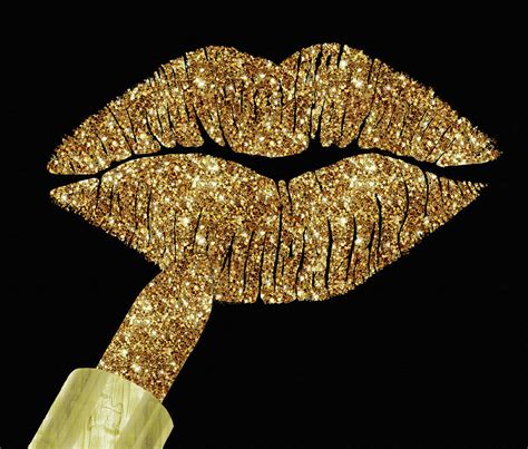 Gold Glitter Lipstick Digital Art By Tina Lavoie Pixels