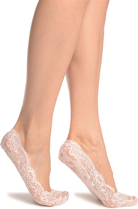 White All Over Floral Lace Footies White Lace Footsies Socks Uk Clothing