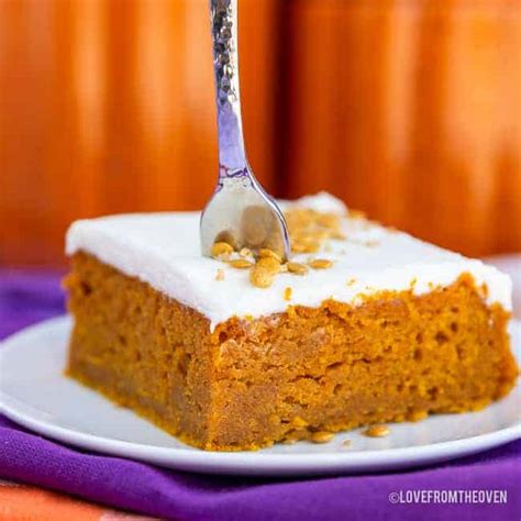 Easy Pumpkin Bars With Cream Cheese Frosting Love From The Oven