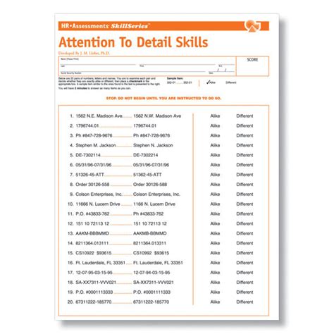 Free Printable Attention To Detail Test
