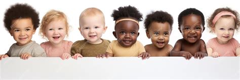 Premium Ai Image Row Of Multiethnic Babies Smiling In Studio