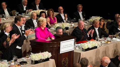 Clinton Jabs Trump At Al Smith Dinner The New York Times
