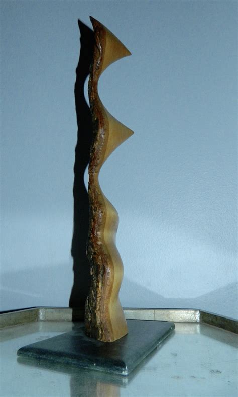 Abstract Moderne Alain Flamand Maple Wood Sculpture Stone Base Vintage