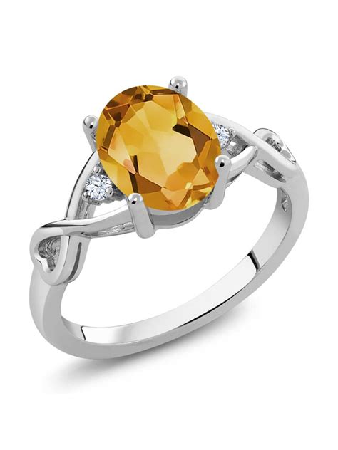 Gem Stone King 925 Sterling Silver Yellow Citrine And White Topaz