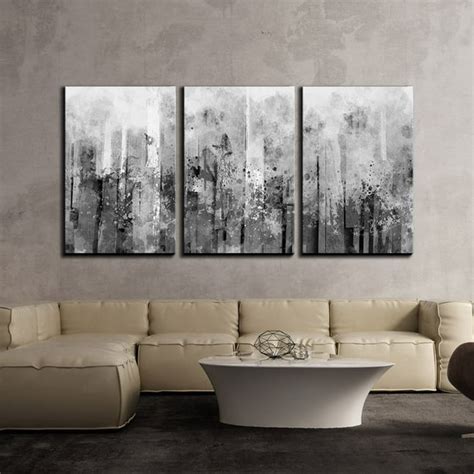 Wall26 3 Piece Canvas Wall Art Abstract Black And White Splash