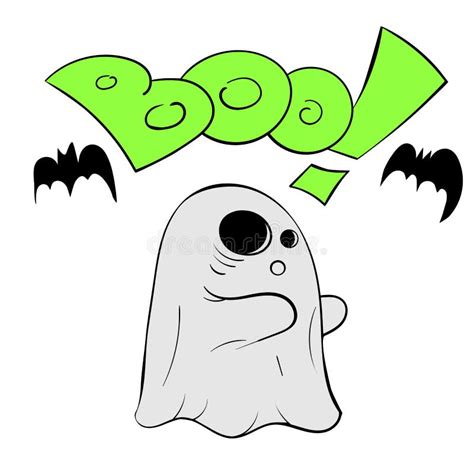Little Ghost Color Vector Illustration Icon On White Background Stock