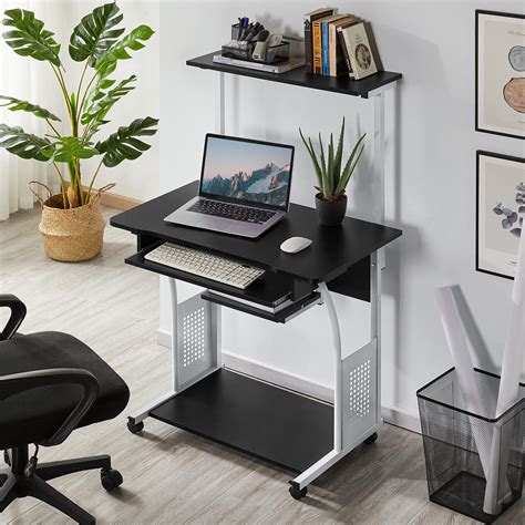 Yaheetech 2 Tiers Computer Desk With Keyboard Shelf And Printer Shelf